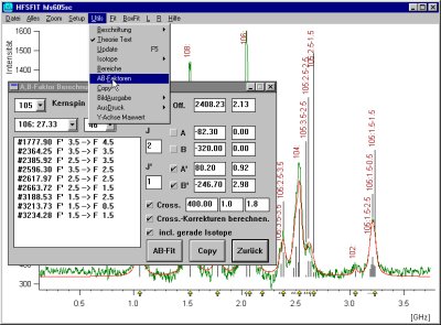 Eingabe Fitparameter